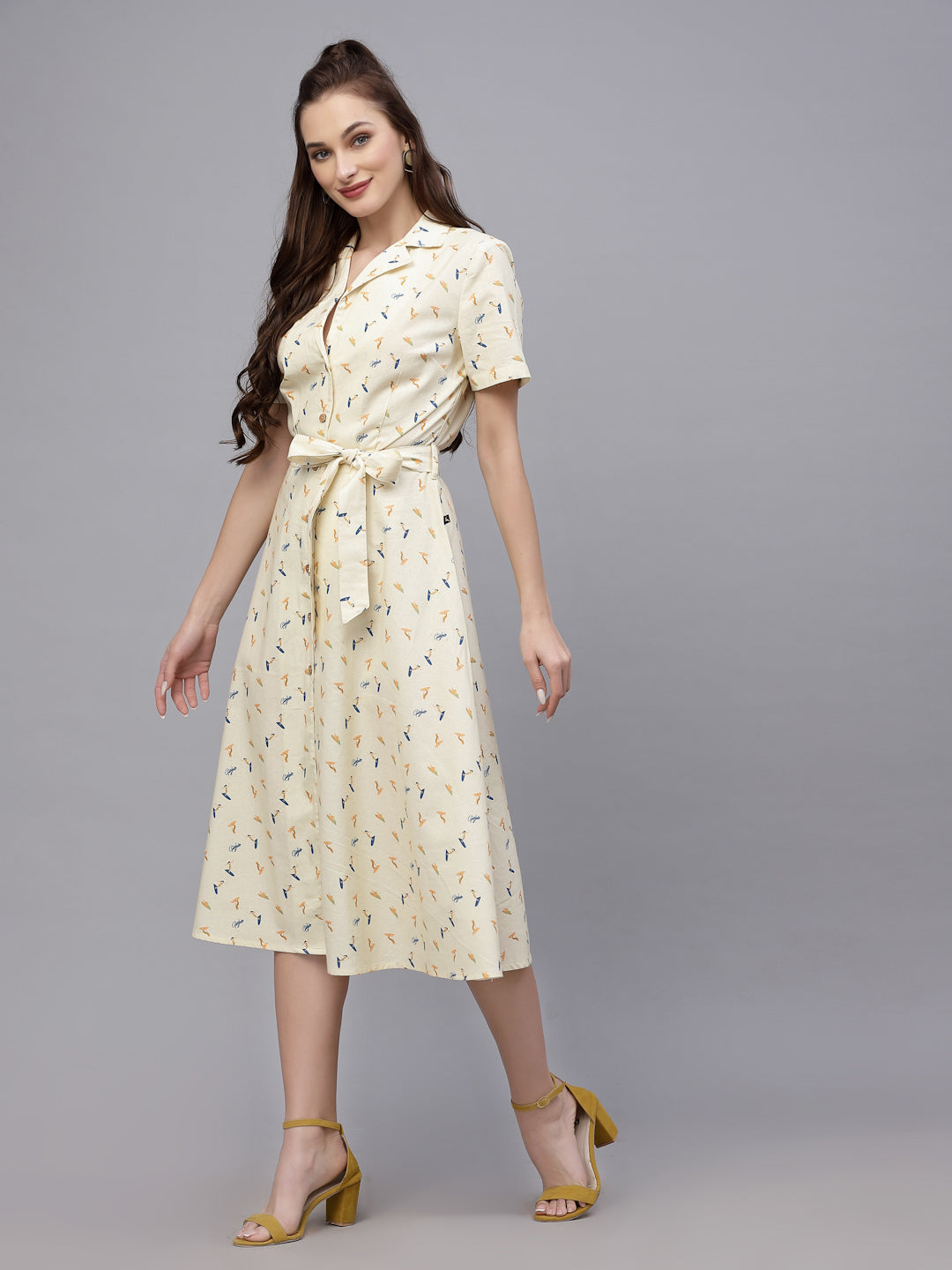 Valbone Women’s  yellow Floral Print Dress
