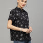 Valbone Women’s Black Modal Silk Floral Printed Shirt