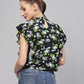 Valbone Women's Viscose Regular Green Floral Print Top