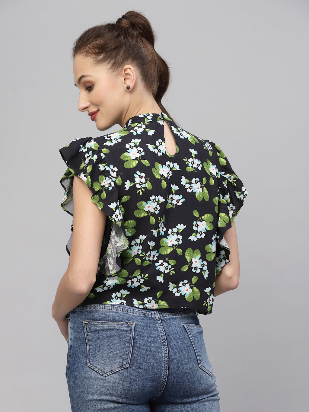 Green Floral Print Top for Women