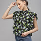 Valbone Women's Viscose Regular Green Floral Print Top