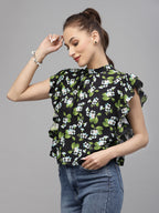 Green Floral Print Top for Women