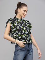 Green Floral Print Top for Women