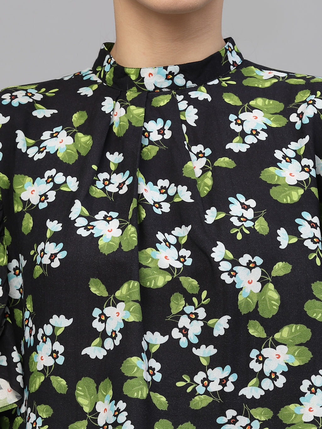 Green Floral Print Top for Women