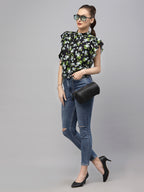 Green Floral Print Top for Women