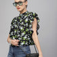Valbone Women's Viscose Regular Green Floral Print Top