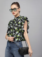 Green Floral Print Top for Women