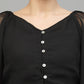 Valbone Women's Black Georgette Button Closure Top Full-Sleeves