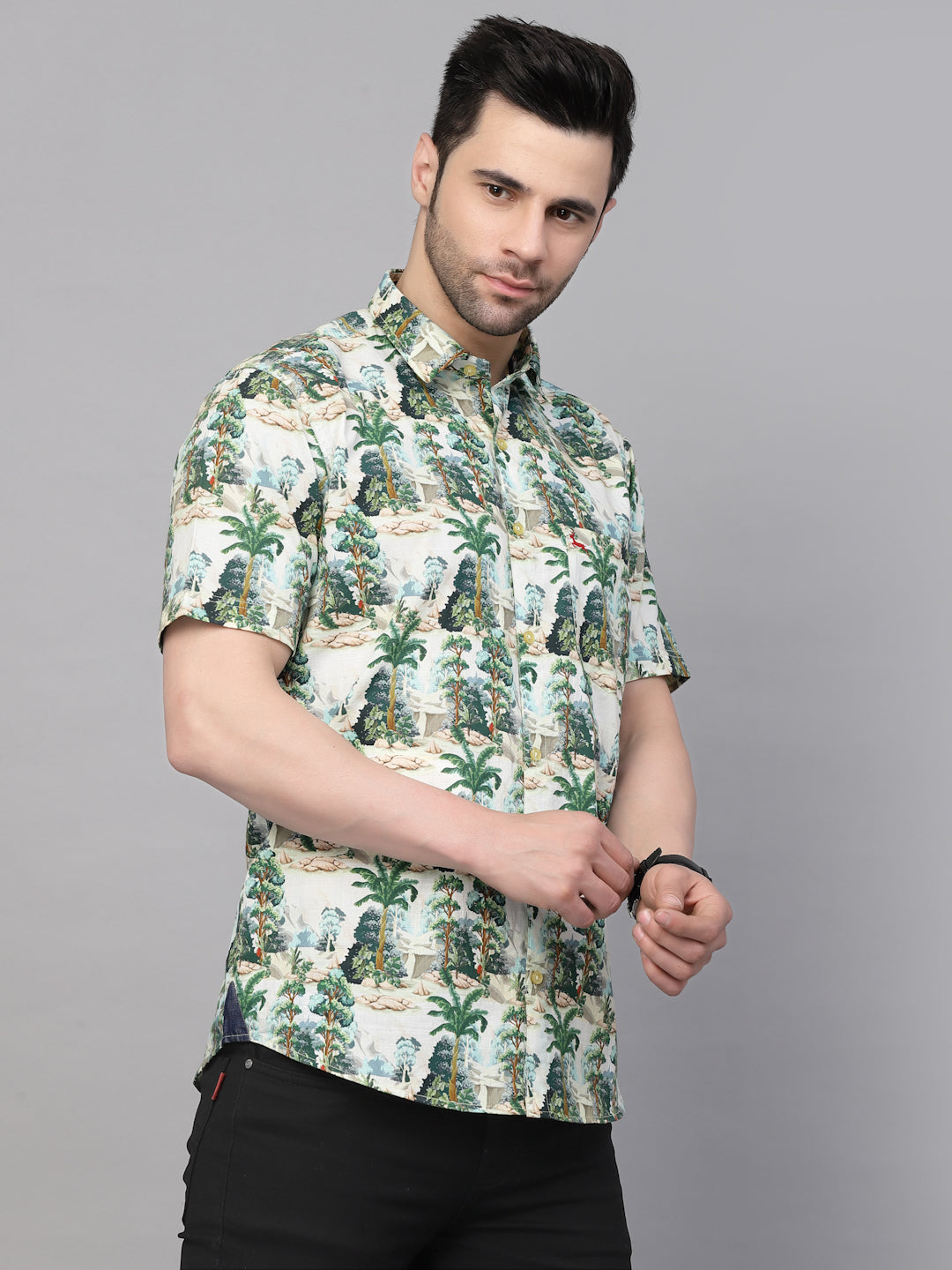 Valbone Men’s  Regular Fit Casual Digital Print Shirt Half Sleeve