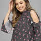 Valbone Women's Viscose Regular Black Print Top Full Sleeves
