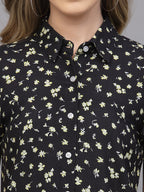 Valbone Women’s Black Modal Silk Viscose Floral Printed Shirt