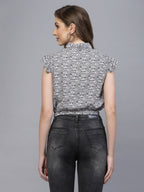 White Rayon (Ludo Dice) Printed Top