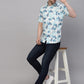 Valbone Men’s Sky Blue Digital Print Regular Fit Leaves Printed Casual Shirt Half Sleeves