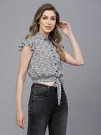 White Rayon (Ludo Dice) Printed Top