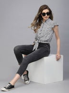 White Rayon (Ludo Dice) Printed Top