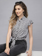 White Rayon (Ludo Dice) Printed Top