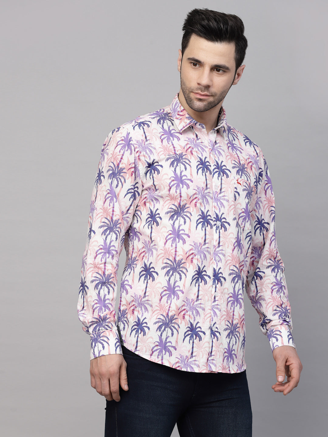 Valbone Men’s Digital Print Purple Tree Printed Regular Fit Casual Shirt Full Sleeves