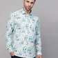 Valbone Men’s Digital Print Blue Regular Fit Casual Shirt Full Sleeves