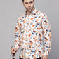 Valbone Men’s Digital Print Regular Fit Casual Blue & Orange Printed Shirt Full Sleeves