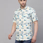 Valbone Men’s  Light Blue Digital Sea Animals Printed Regular Fit Casual Shirt Half Sleeves