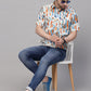 Valbone Men’s Digital Print Orange & Blue Regular Fit Casual Shirt Half Sleeves