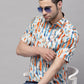 Valbone Men’s Digital Print Orange & Blue Regular Fit Casual Shirt Half Sleeves
