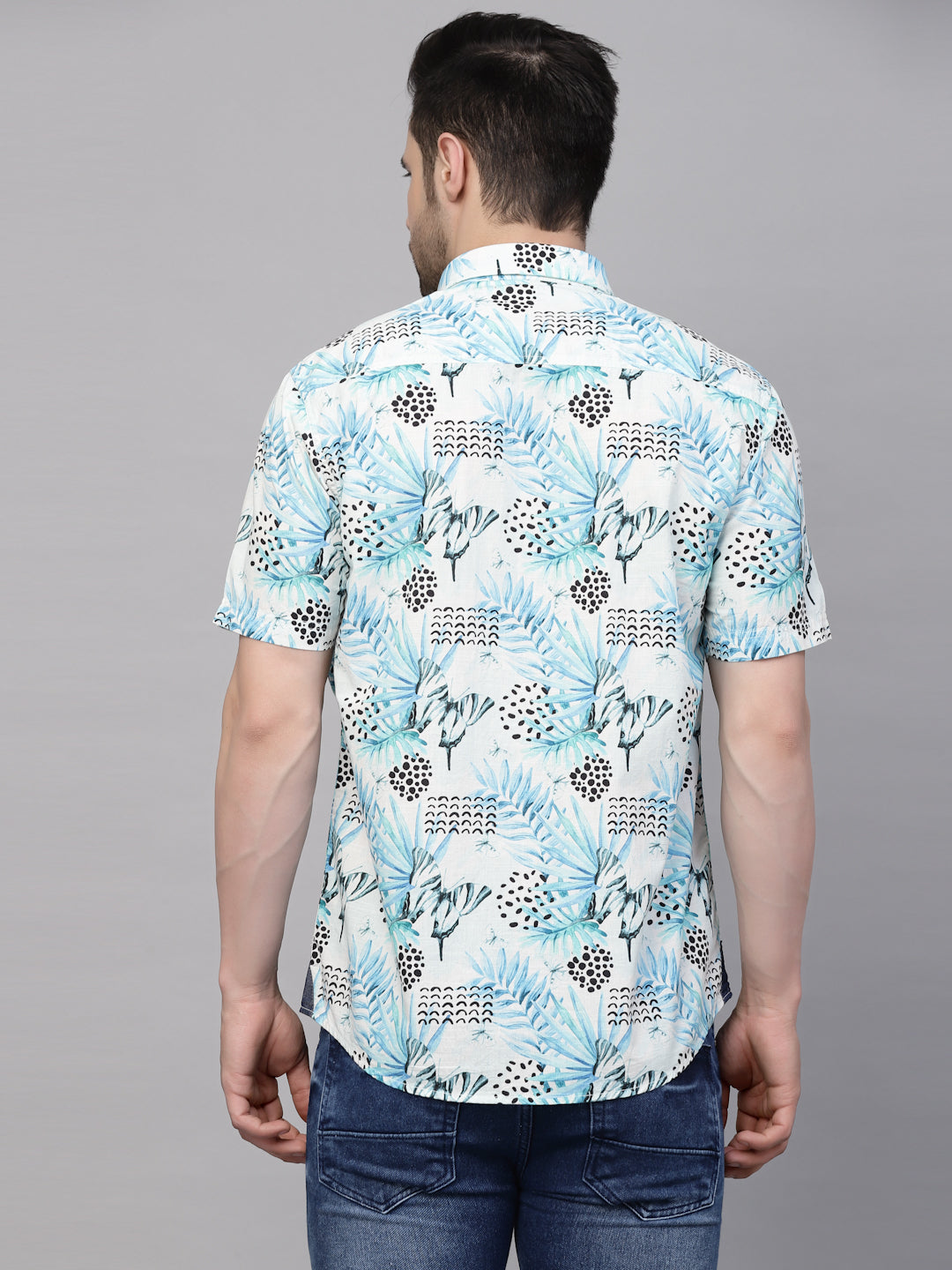 Valbone Men’s Digital Print Blue Regular Fit Butterfly Printed Casual Shirt Half Sleeves