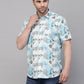 Valbone Men’s Digital Print Blue Regular Fit Butterfly Printed Casual Shirt Half Sleeves