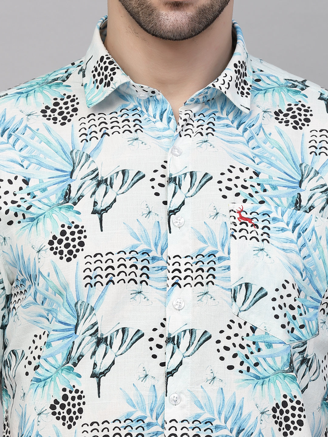 Valbone Men’s Digital Print Blue Regular Fit Butterfly Printed Casual Shirt Half Sleeves