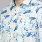 Valbone Men’s Digital Print Blue Leafs Printed Regular Fit Casual Shirt Full Sleeves