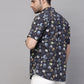 Valbone Men’s Black Digital Leaves Printed Regular Fit Casual Shirt Half Sleeves