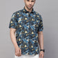 Valbone Men’s Floral Blue Digital Print Regular Fit Casual Shirt Half Sleeves