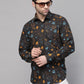 Valbone Men’s Digital Print Blue & Brown Leaf Printed Regular Fit Casual Shirt Full Sleeves