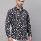 Valbone Men’s Digital Print Leaf Printed Regular Fit Casual Shirt Full Sleeves Black