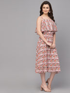 Red Viscose Print Dress