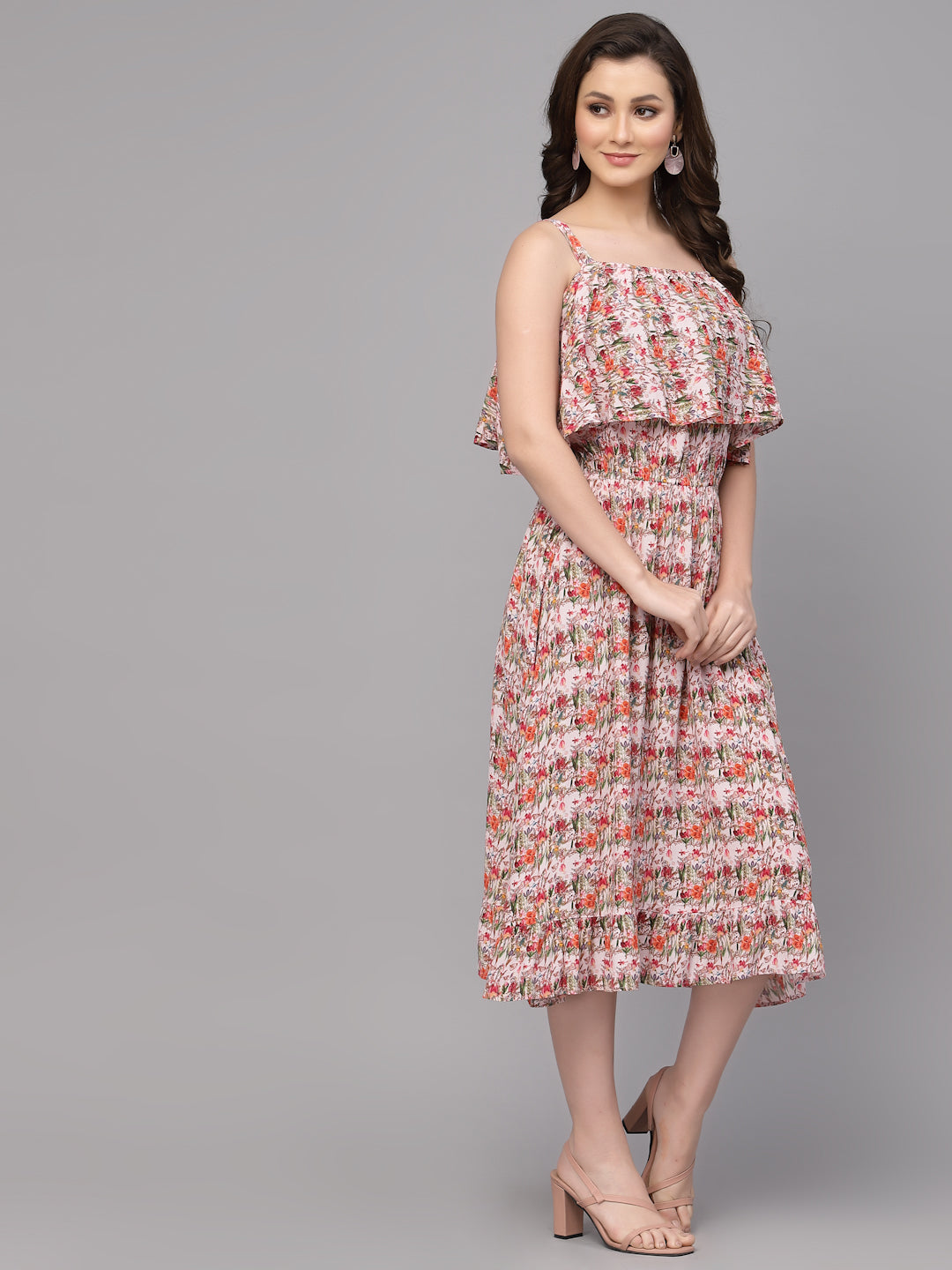 Red Viscose Print Dress