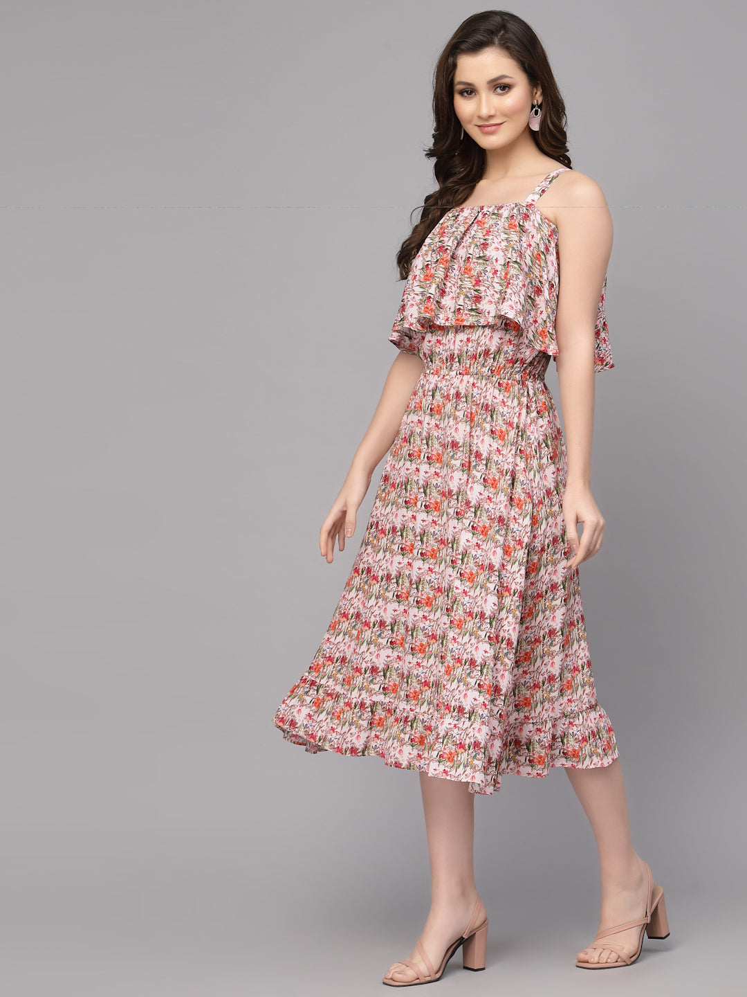 Red Viscose Print Dress