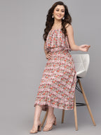 Red Viscose Print Dress