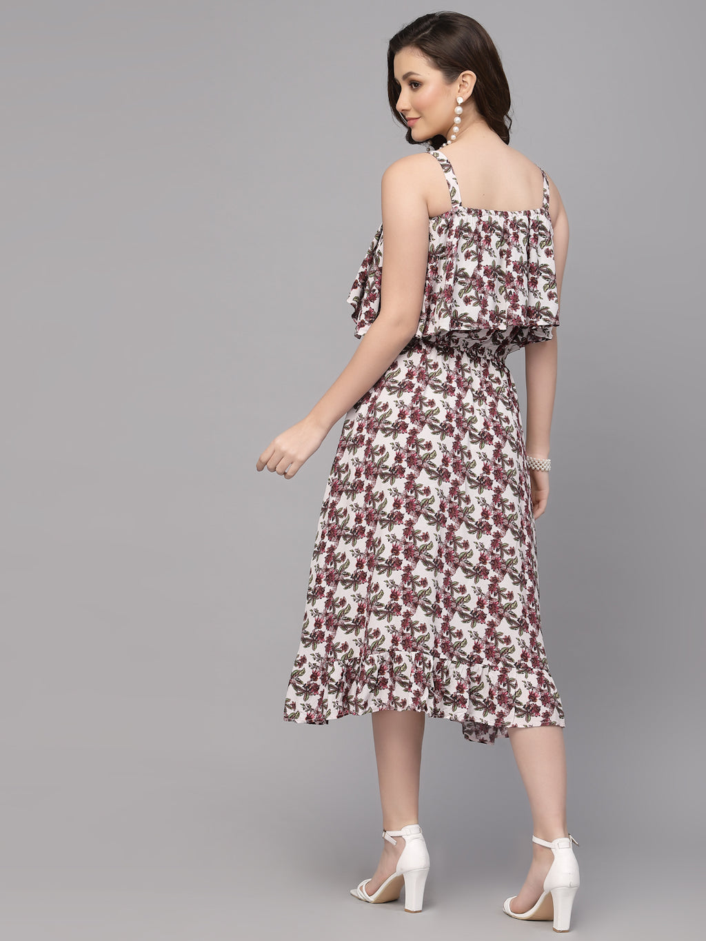 Maroon Viscose Print Dress