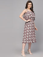 Maroon Viscose Print Dress