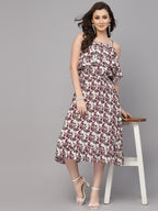 Maroon Viscose Print Dress