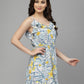 Valbone Women’s White & Yellow Viscose Floral Printed Dress Knee Length