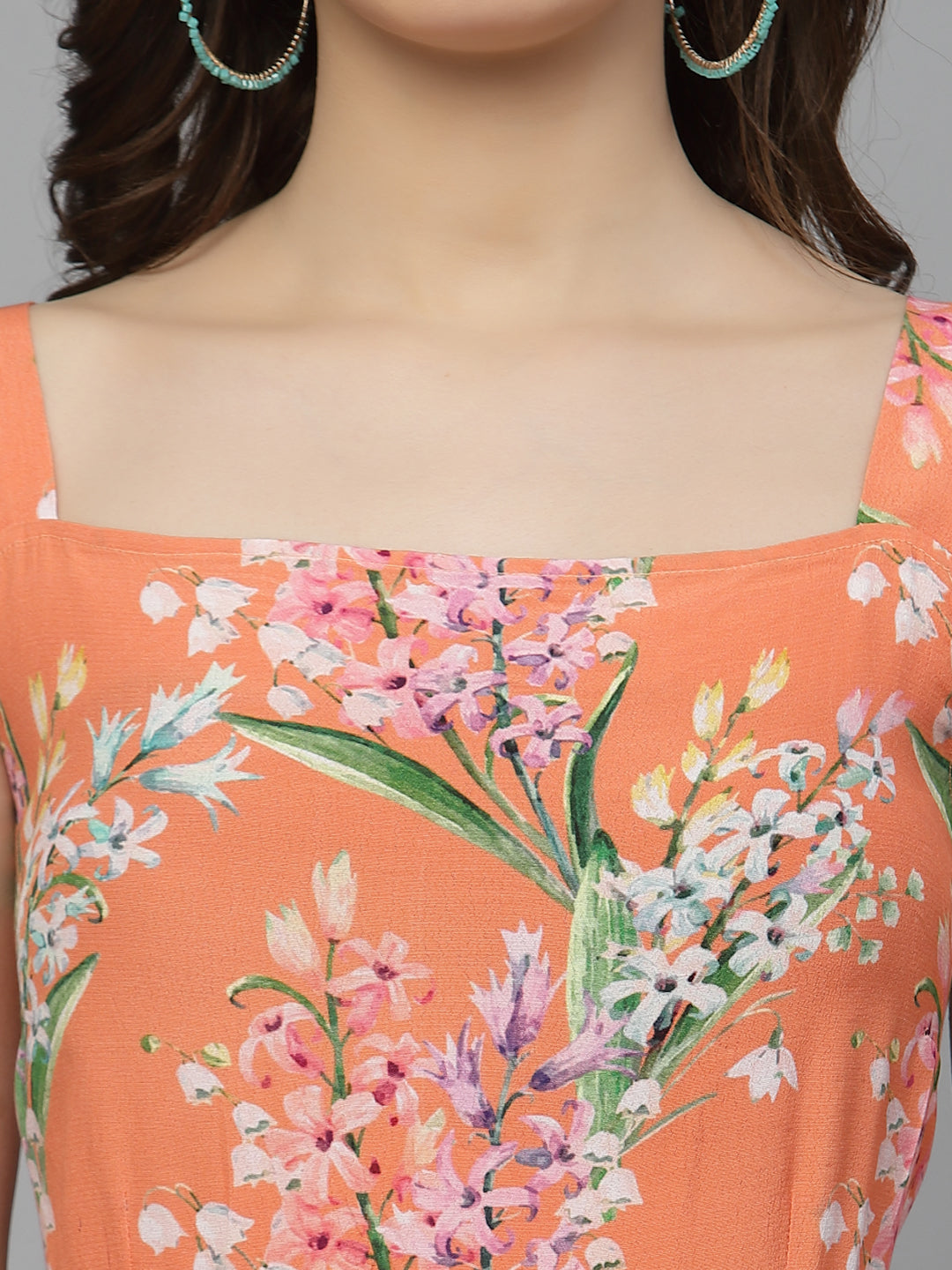 Orange Print Maxi Dress