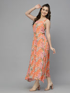 Orange Print Maxi Dress