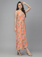 Orange Print Maxi Dress