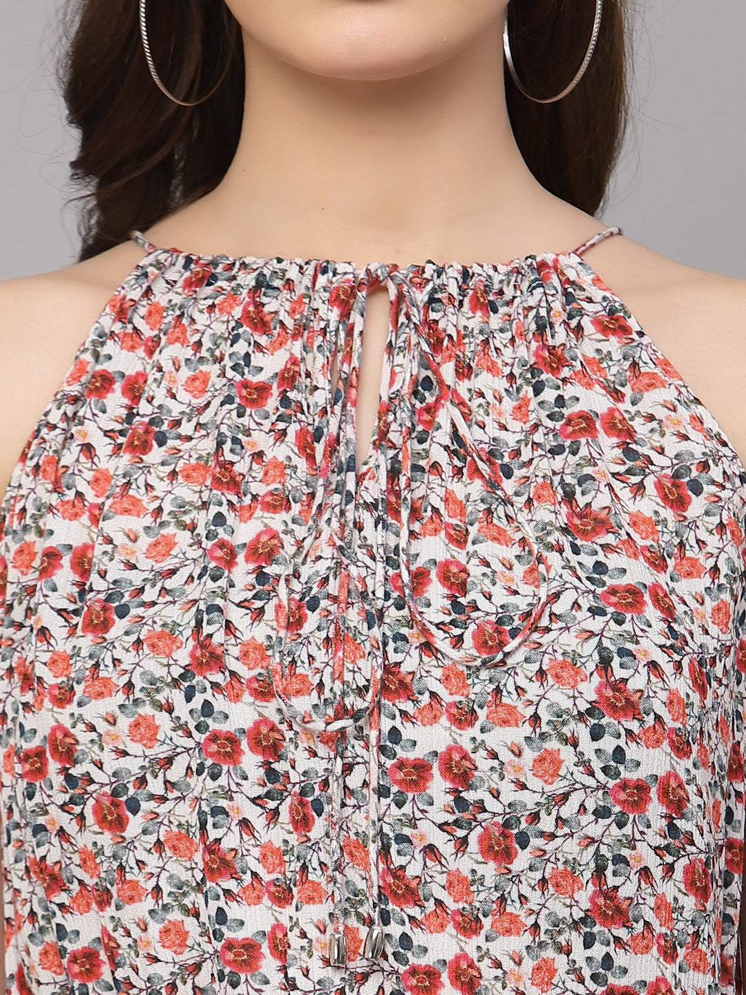 Valbone Women's Red Viscose Printed Jumpsuit