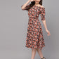 Valbone Women's Red Viscose Floral Print Dress