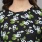 Valbone Women's Western Wear Green Floral Printed Viscose Dress Half Sleeves