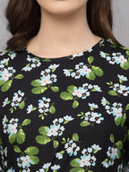 Green Floral Printed Viscose Dress