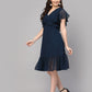Valbone Women’s Blue Georgette Solid Print Dress